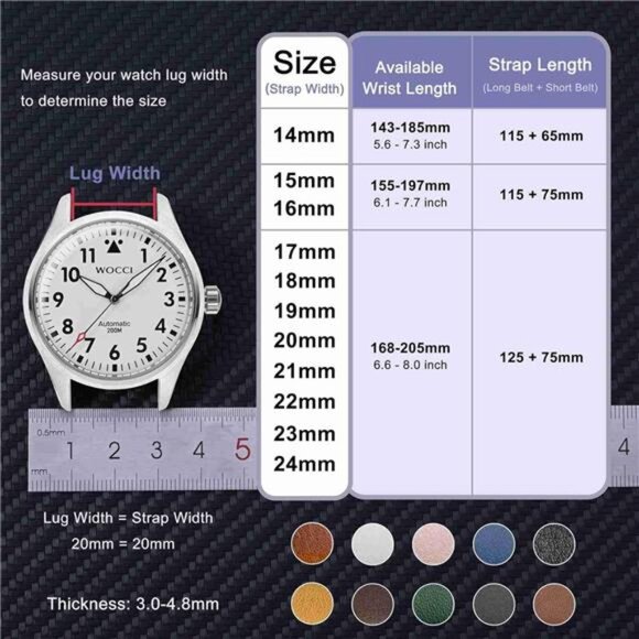 Vintage Leather Watch Bands with Stainless Steel Golden Buckle, Dark Green main image 10